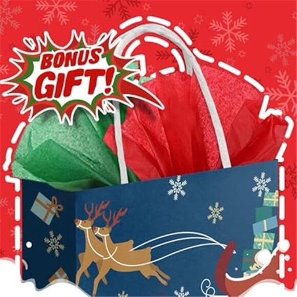 Christmas Gift Bags 60 PCS - Reusable Small Holiday Bags with Tissue, 6 Styles - Picture 5 of 8